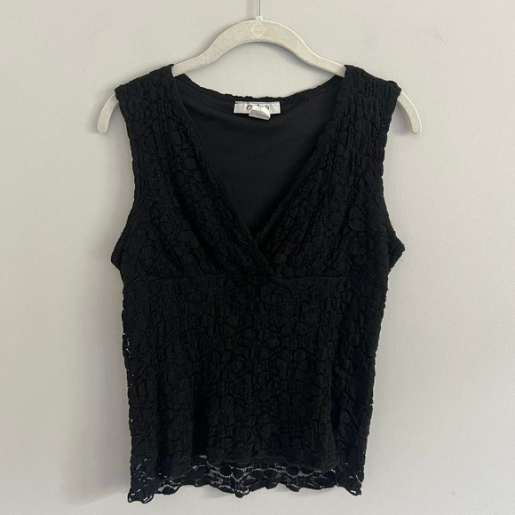 Y2K BLACK ONLY 9 LACE FLORAL OVERLAY‎ TANK TOP - Picture 5 of 7